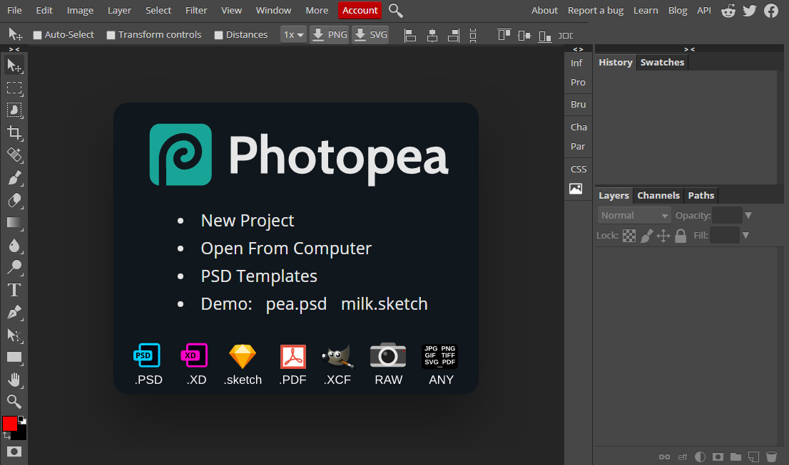 Design and edit photos with Photopea Online Photo Editor